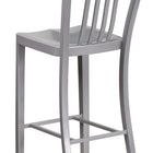 Flash Furniture 30" High Silver Metal Indoor-Outdoor Barstool with Vertical Slat Back-Galvanized Steel Construction
