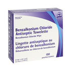 Wasip BZK Antiseptic Towelettes - 100 Pack-They are ideal for cleansing minor wounds and skins and for use in first aid kits and rooms