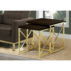 Monarch Specialties 3237 Nesting Table - Set of 2 Set/Espresso/Gold Metal - 2 Pack-Draw attention with this stylish nesting coffee table set in a dark brown espresso finish for your living room