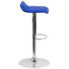 Flash Furniture Contemporary Blue Vinyl Adjustable Height Barstool with Quilted Wave Seat & Chrome Base-Blue Vinyl Upholstery