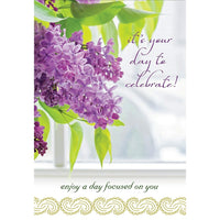 Aline Greetings General Birthday Card, Lilac Flowers, It's your day to celebrate!, 18 Pack-Premium uncoated paper stock