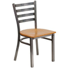 Flash Furniture HERCULES Series Clear Coated Ladder Back Metal Restaurant Chair - Natural Wood Seat-Metal Chair
