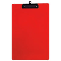 Geo Plastic Clipboard, Legal, 9" x 15", Red, 12 Pack-Clipboard made of strong plastic with retractable hook.