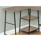 Monarch Specialties 7592 48" Computer Desk - Dark Taupe Top/ Black Metal Corner-Great for smaller workspaces in need of storage options, this 3-tier writing desk has a space-saving, open-concept design and is finished on all sides for flexible placement anywhere in your home office