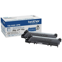 Brother TN660 High Yield Black Toner Cartridges - 2 Pack-Produces professional, rich, vivid black and white output