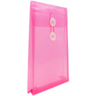 JAM Paper Plastic Envelopes with Button and String Tie - Open End - 6.25" x 9.25" - Magenta Pink Poly - 12 Pack -Size: 6.25 x 9.25 inches