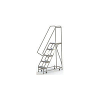 Tri-Arc Manufacturing Aluminum Rolling Ladder, Step Width: 16", Step Type: Ribbed, No. of Steps: 5 (WLAR105164)-No. of Steps: 5