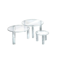 Azar Displays 6" dia x 4" H - 12" dia x 8" Acrylic Round Riser Display, 3 Pack (515304)-Made from acrylic