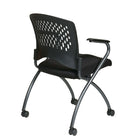Pro-Line Deluxe Folding Chair with Ventilated Plastic Wrap Around Back, Black, 2 Pack-Sturdy Titanium Finish Arms and Frame with Dual Wheel Carpet Casters