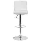 Flash Furniture Contemporary Vinyl Adjustable Height Barstool with Rolled Seat & Chrome Base - White - 2 Pack-Set of 2 Contemporary Style Stools