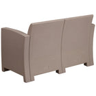 Flash Furniture Light Gray Faux Rattan Loveseat with All-Weather Light Gray Cushions-All-Weather Light Gray Removable Cushion Covers