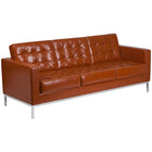 Flash Furniture HERCULES Lacey Series Contemporary Cognac LeatherSoft Sofa with Stainless Steel Frame-Contemporary Style
