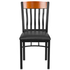 Flash Furniture Eclipse Series Vertical Back Black Metal & Cherry Wood Restaurant Chair with Black Vinyl Seat-Metal Chair