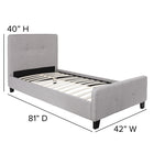 Flash Furniture Tribeca Twin Size Tufted Upholstered Platform Bed - Light Grey Fabric-Tufted Upholstery