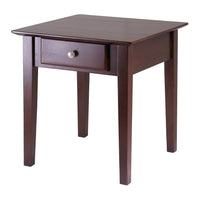 Winsome Rochester End Table With One Drawer, Shaker, Antique Walnut-Handsome and simple end table with one Drawer. Shaker style in antique walnut finish.  Perfect for any room.  Use it as an end table or a night stand. Assembly required.