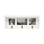 nexxt FN00397-3INT Riley Wall Shelf and Picture Collage with 3 Hooks, 18.5" x 7", Holds 2- 4 x 4" and 1- 4 x 6" Photo, White-MDF construction in White finish