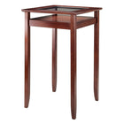 Winsome Halo Pub Table with Glass Top, Walnut Finish, (94127)-Walnut Finish, Solid Wood and Glass