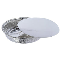 Luciano Round Aluminum Foil Container, 9.25 x 1.75 inches, Silver, 24 Pieces-Dimensions: 9.25"D x 1.75"H in dimensions