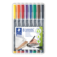 Staedtler Lumocolor Dry-Safe Permanent Markers – Medium Tip – Assorted Colours – 8 Pack  -Felt, Permanent