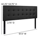 Flash Furniture Lennox Tufted Upholstered Queen Size Headboard - Black Vinyl-Black Metal Stands with Adjustable Bed Rail Slots