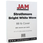 JAM Paper Strathmore Cardstock, 8.5 x 11, 80lb Bright White Wove, 250/ream (191267B)-Bright white wove