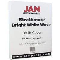JAM Paper Strathmore Cardstock, 8.5 x 11, 80lb Bright White Wove, 250/ream (191267B)-Bright white wove