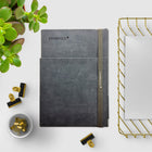 Cambridge Suede Notebook with Pocket/Bungee Closure - 8-1/4" H x 5-4/5" W - Grey-5