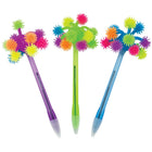 Merangue Pom Pom Light Up Pen - Blue Ink - Assorted Colours-Light up ballpoint pen