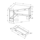 Monarch Specialties 7500 42" Computer Desk - White Corner/Silver Metal-Assembly required: Illustrated instructions and all hardware are provided for convenience (additional tools may be needed)