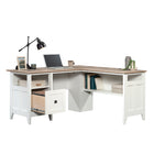 Sauder 59"W August Hill L-Desk - Soft White- Lower shelf for additional storage