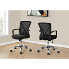 Monarch Specialties 7460 Office Chair - Black/Chrome Base-Ergonomically designed, curved backrest provides superior support and deep, extra-wide seat that is generously padded delivers outstanding comfort