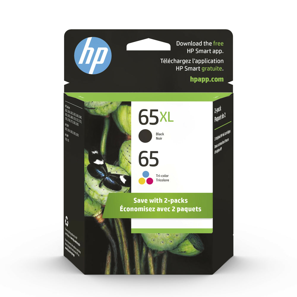 HP 65XL Black and Standard Tri-Color Ink Cartridges (6ZD95AN