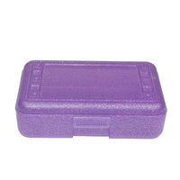 Romanoff Products 8 1/2" x 5 1/2" x 2 1/2" Pencil Box, Purple Sparkle, 10 Pack (ROM60286)-Purple sparkle