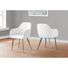 Monarch Specialties 1190 Dining Chair - White Leather-Look/Chrome - 2 Pack-Tapered metal legs in a chrome finish