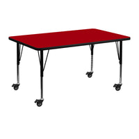 Flash Furniture Mobile 24"W x 48"L Thermal Laminate Activity Table - Red-Popular Rectangular Activity Table