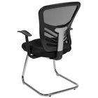 Flash Furniture Chaise de réception auxiliaire en maille noire avec base chromée-Soutien lombaire intégré