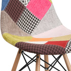 Flash Furniture Elon Series Milan Patchwork Fabric Chairs with Wooden Legs - 2 Pack-Contoured Design