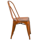 Flash Furniture Commercial Grade Distressed Orange Metal Indoor-Outdoor Stackable Chair-Curved Back with Vertical Slat