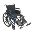 Drive Medical Blue Streak Wheelchair with Flip Back Desk Arms, 18" Seat, Elevating Legrests-Blue, Steel