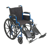 Drive Medical Blue Streak Wheelchair with Flip Back Desk Arms, 18" Seat, Elevating Legrests-Blue, Steel