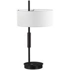 Dainolite Fitzgerald Modern Incandescent Table Lamp - 1 Light - Matte Black with White Shade-Suitable for desks and Side Tables