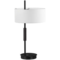 Dainolite Fitzgerald Modern Incandescent Table Lamp - 1 Light - Matte Black with White Shade-Suitable for desks and Side Tables
