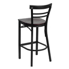 Flash Furniture HERCULES Series Black Two-Slat Ladder Back Metal Restaurant Barstool - Mahogany Wood Seat-Mahogany Finished Wood Seat