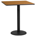 Flash Furniture 36'' Square Laminate Table Top, Natural with 24'' Round Bar-Height Table Base (XUNT3636TR24B)-Bar Height Hospitality Table
