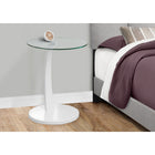 Monarch Specialties 3017 Accent Table - White Bentwood With Tempered Glass-Contemporary style