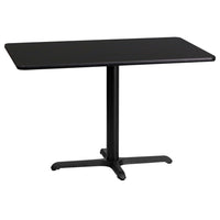 Flash Furniture 24'' x 42'' Rectangular Laminate Table Top, Black with 22'' x 30'' Table-Height Base (XUBK2442T2230)-Hospitality Table