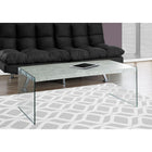 Monarch Specialties 3230 Coffee Table - Grey Cement With Tempered Glass-Dimensions: 16 x 44 x 22