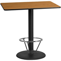 Flash Furniture Laminate 30"W x 48"L Round Base Table, Natural (XUNT3048TR24B4F)-Bar height hospitality table