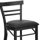 Flash Furniture HERCULES Series Black Two-Slat Ladder Back Metal Restaurant Barstool - Black Vinyl Seat-CA117 Fire Retardant Foam