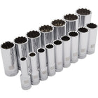 Dynamic Tools 1/2" Drive 16 Piece 12 Point Deep, SAE Socket Set, 3/8" - 1-5/16"-Contains: 3/8", 7/16", 1/2", 9/16", 5/8", 11/16", 3/4", 13/16", 7/8", 15/16", 1", 1-1/16", 1-1/8", 1-3/16", 1-1/4", 1-5/16"